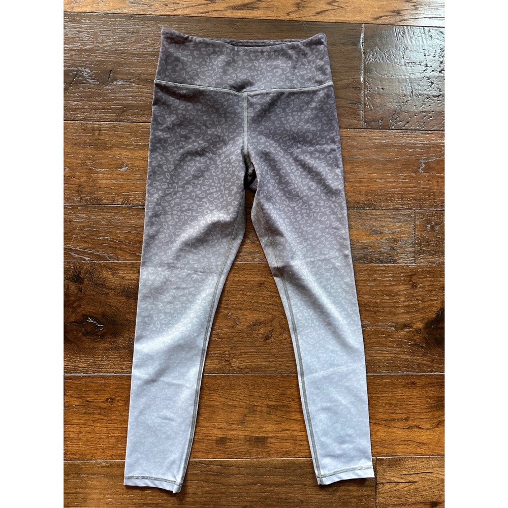 Zyia Active Women Grey Ombre Leopard Print Leggings High Waist Yoga Pants Size 4